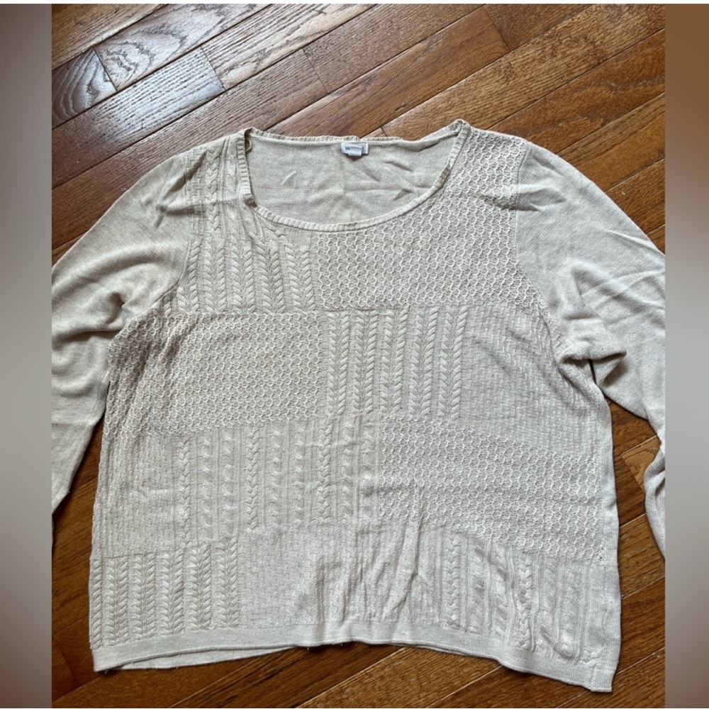 Women's Westport Beige Cable Knit Sweater, Size 3X
